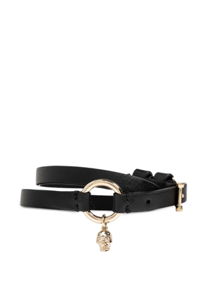 Alexander McQueen skull-charm leather bracelet - Black