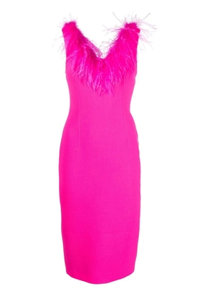 STYLAND feather-trim midi dress - Pink