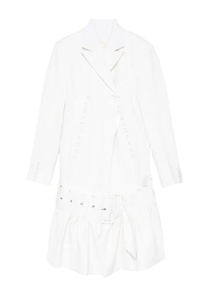 Rokh button-detailing ruffled double-breasted coat - White