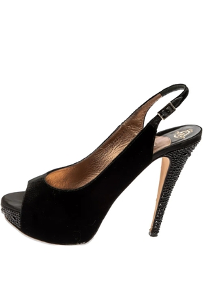 Gina pre-owned 140mm embellished slingback sandals - Black
