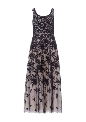 Needle & Thread embroidered-flowers scoop-neck maxi dress - Black