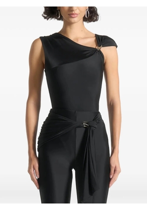 Manière De Voir asymmetric-neck hardware-detail bodysuit - Black