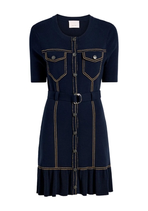 Cinq A Sept button-detailed ruffled mini dress - Blue