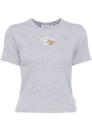 CHOCOOLATE logo-embroidered T-shirt - Grey
