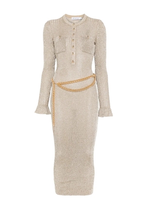 Self-Portrait ribbed midi dress - Gold
