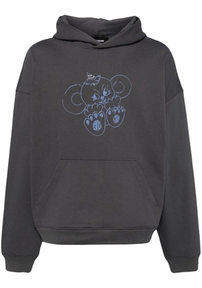 We11done monster-print cotton hoodie - Blue