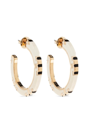 Tory Burch logo-plaque hoop earrings - White