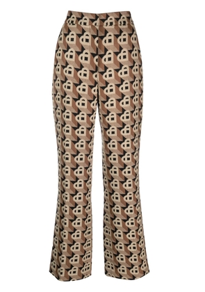 Casablanca Heart-jacquard virgin-wool trousers - Brown