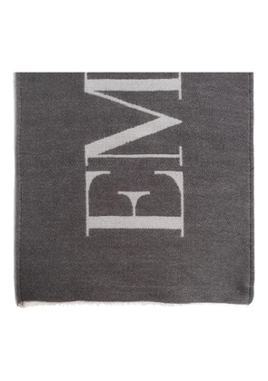 Emporio Armani logo wool scarf - Grey
