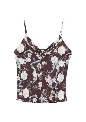 Forte Forte V-neck floral-detail top - Brown