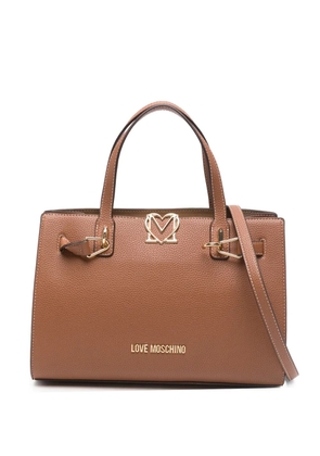 Love Moschino logo-plaque tote bag - Brown