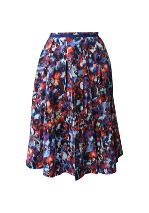 Saloni abstract-pattern midi skirt - Blue