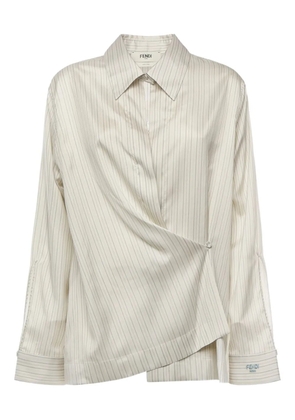 FENDI striped draped shirt - Neutrals