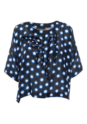 Moschino Pre-Owned polka dot-print ruffled blouse - Black