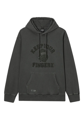 FINGERCROXX slogan-appliqué hoodie - Black