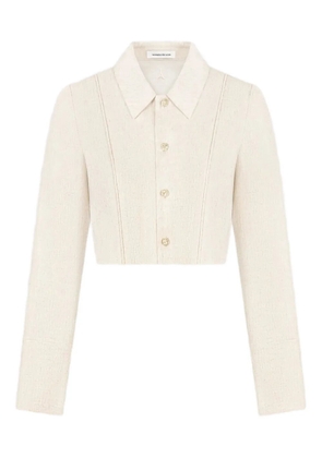 Manière De Voir Florine contour-piped cropped shirt - Neutrals