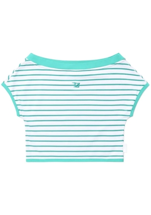 izzue striped off-shoulder T-shirt - White