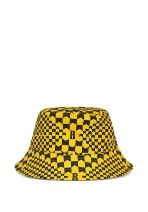 RHUDE checked monogram-pattern bucket hat - Yellow