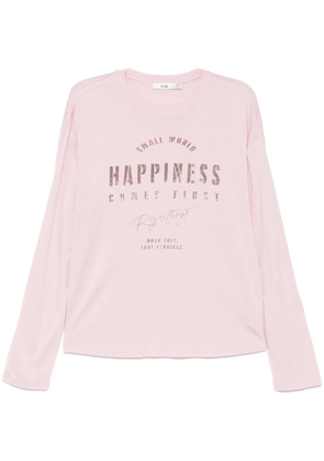 b+ab slogan-print long-sleeves T-shirt - Pink