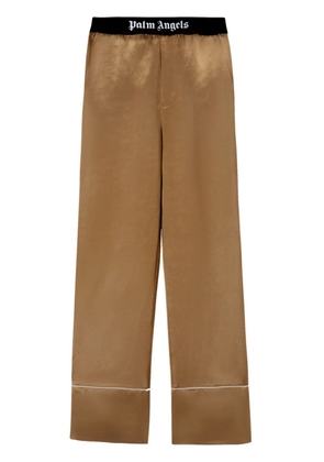 Palm Angels logo-tape satin pajama bottoms - Neutrals