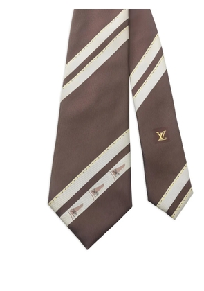 Louis Vuitton Pre-Owned 2010s LV Cup silk striped tie - Brown