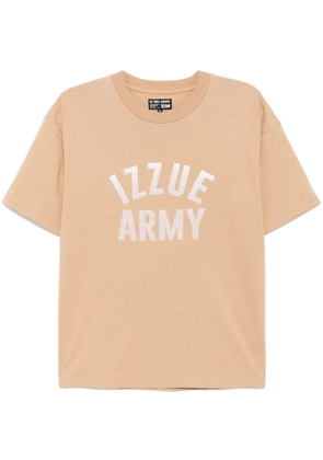 izzue logo-embroidered T-shirt - Neutrals
