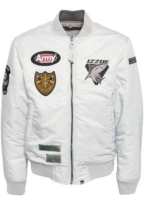 izzue logo-appliqué bomber jacket - Grey