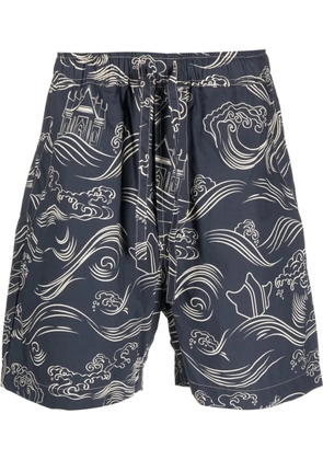 Maharishi Songkran graphic-print shorts - Blue