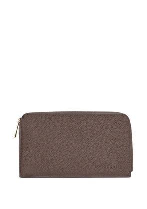Longchamp Le Foulonné leather zip pouch - Brown