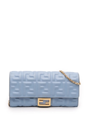 Fendi Pre-Owned 2010-2025 Zucca Embossed Leather Wallet on Chain crossbody bag - Blue