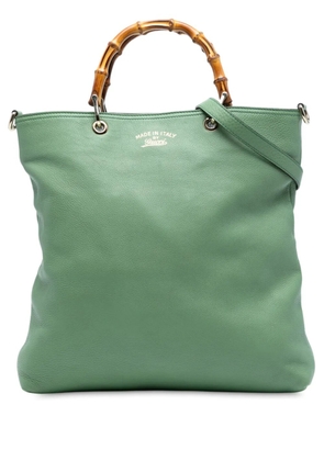 Gucci Pre-Owned 2016-2025 Tall Leather Bamboo Shopper Tote satchel - Green