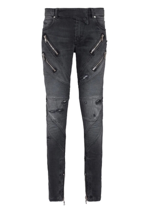 Balmain panelled distressed skinny jeans - Grey