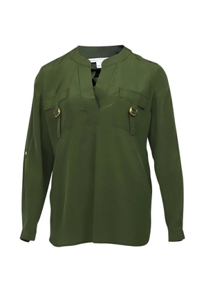 Diane Von Furstenberg Vintage pocket-detail V-neck blouse - Green