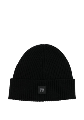 HUGO logo-badge beanie - Black