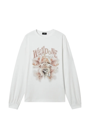 We11done long-sleeve graphic T-shirt - White