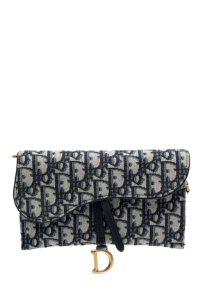 Christian Dior Pre-Owned 2020 Oblique Canvas Saddle Wallet On Chain crossbody bag - Blue