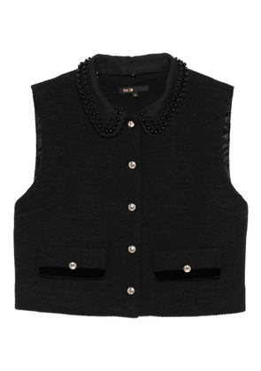 Maje beaded-collar pocket top - Black