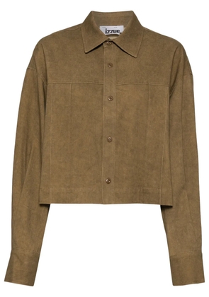 izzue pleated cropped jacket - Brown