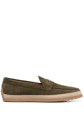 Tod's almond-toe suede loafers - Green