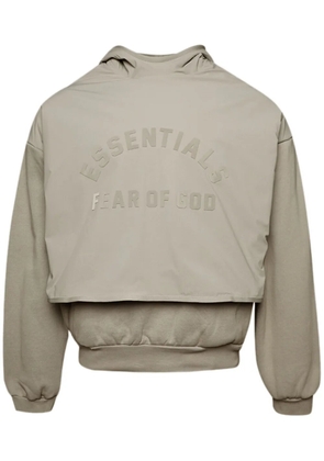 FEAR OF GOD ESSENTIALS layered logo-print fleece hoodie - Neutrals