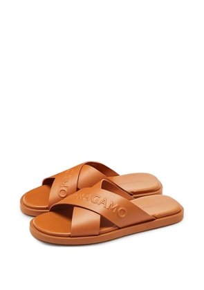 Ferragamo Pre-Owned leather crisscross sandals - Orange