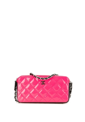 CHANEL Pre-Owned 2019 Bicolor Patent Double Zip Wallet on Chain crossbody bag - Pink