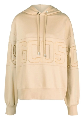 GCDS logo-motif cotton hoodie - Neutrals