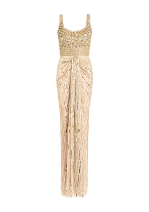 Jenny Packham embellished draped elixir dress - Neutrals
