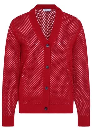 Rosetta Getty mesh pointelle cardigan - Red