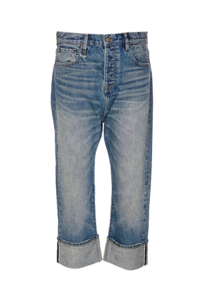 R13 logo-patch cuffed jeans - Blue