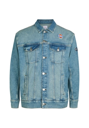 AN-Y1 Star-panelled stretch-denim jacket - Blue