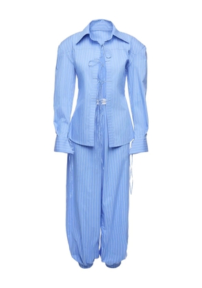 Ana Radu lace-up pinstripe set - Blue