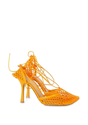 Bottega Veneta Pre-Owned squared-toe lace-up leather sandals - Orange