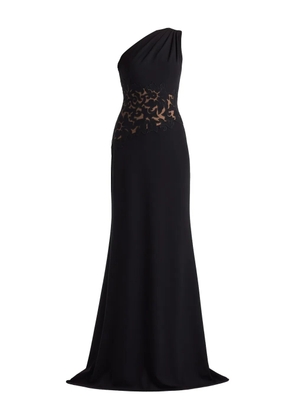 Tadashi Shoji one-shoulder floral-detail maxi dress - Black